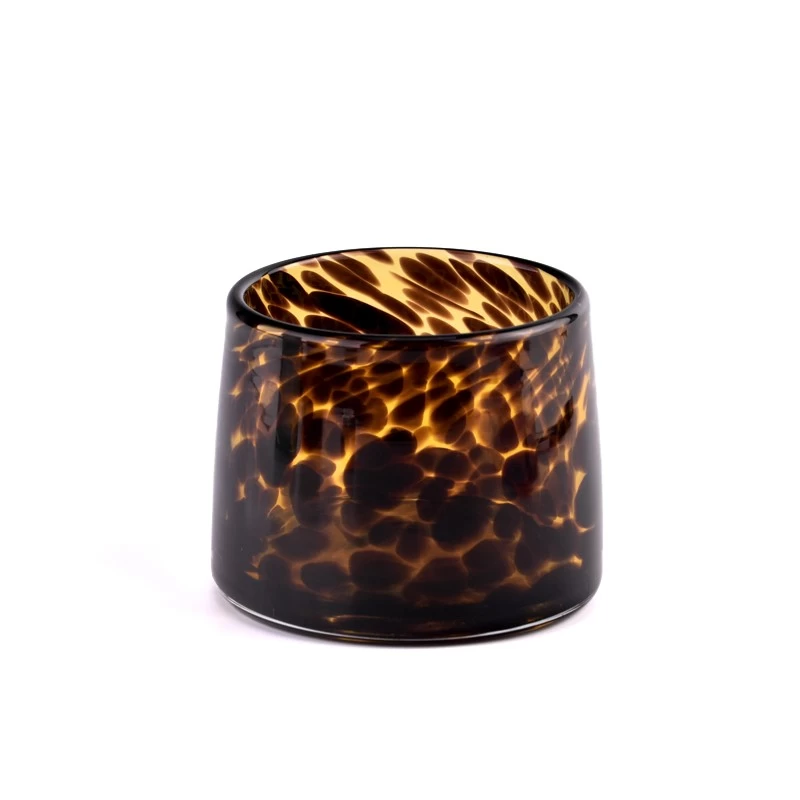 Wholesale brown spot pattern glass candle jars for candle making
