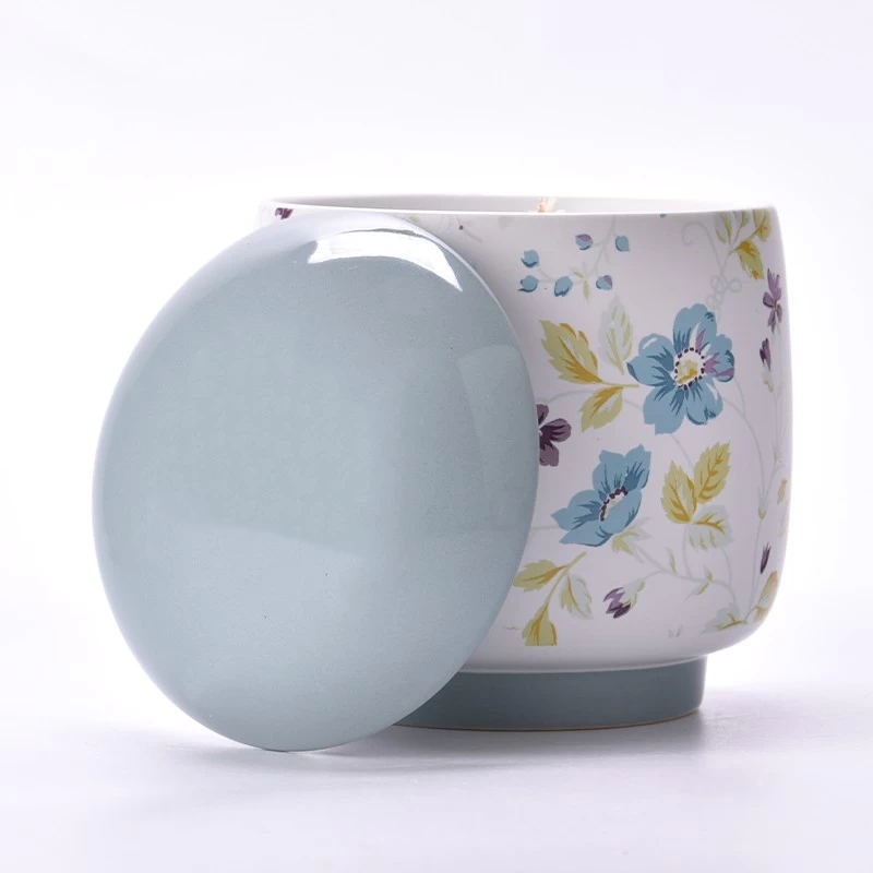 New design ceramic jar for candles with ceramic lid 