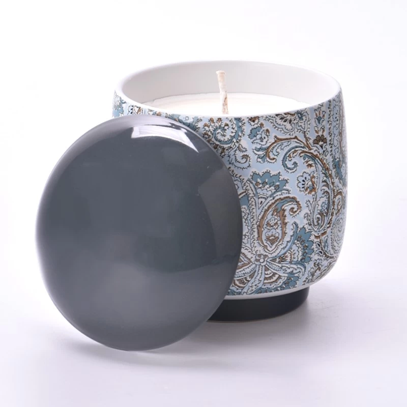 Supplier 8oz 10oz natural yoga ceramic jar wax candle OEM with ceramic lid