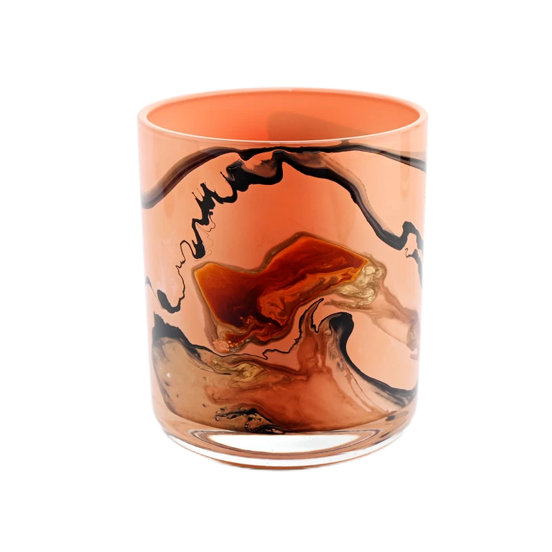 orange and black mixed 8oz glass candle vessel supplier