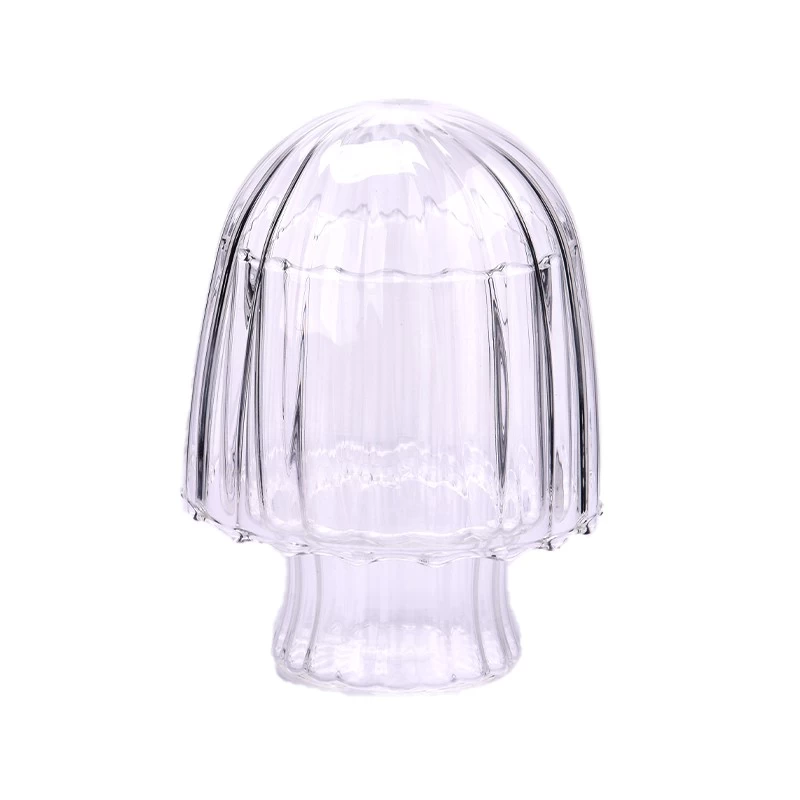 Wholesale 315ml mushroom shape glass candle holder for home deco