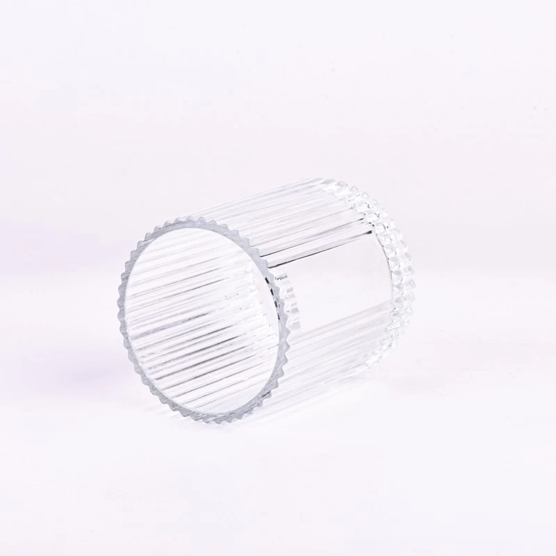 Stripe Glass Candle Jar 400ml Ribber Glass Candle Vessels Wholesale