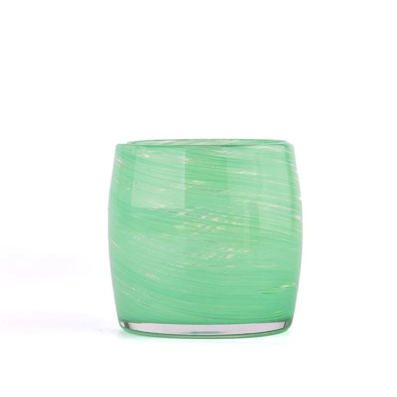 Modern custom green glass candle jar with home decor