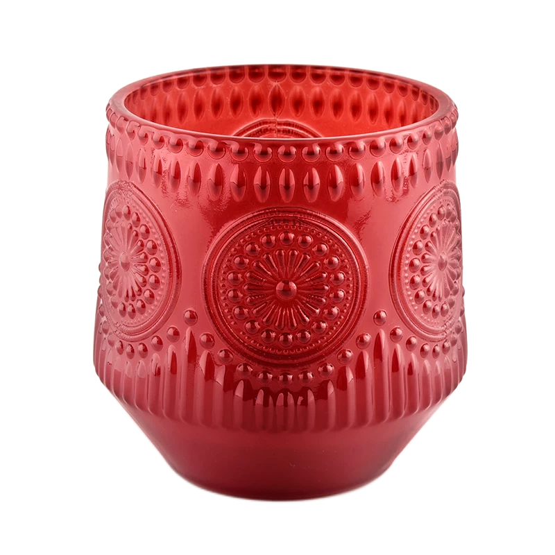 new design emboss glass candle jar for making