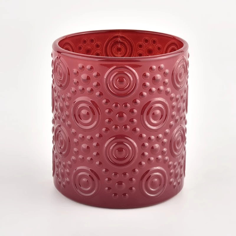 bloom and dot pattern glass candle jars