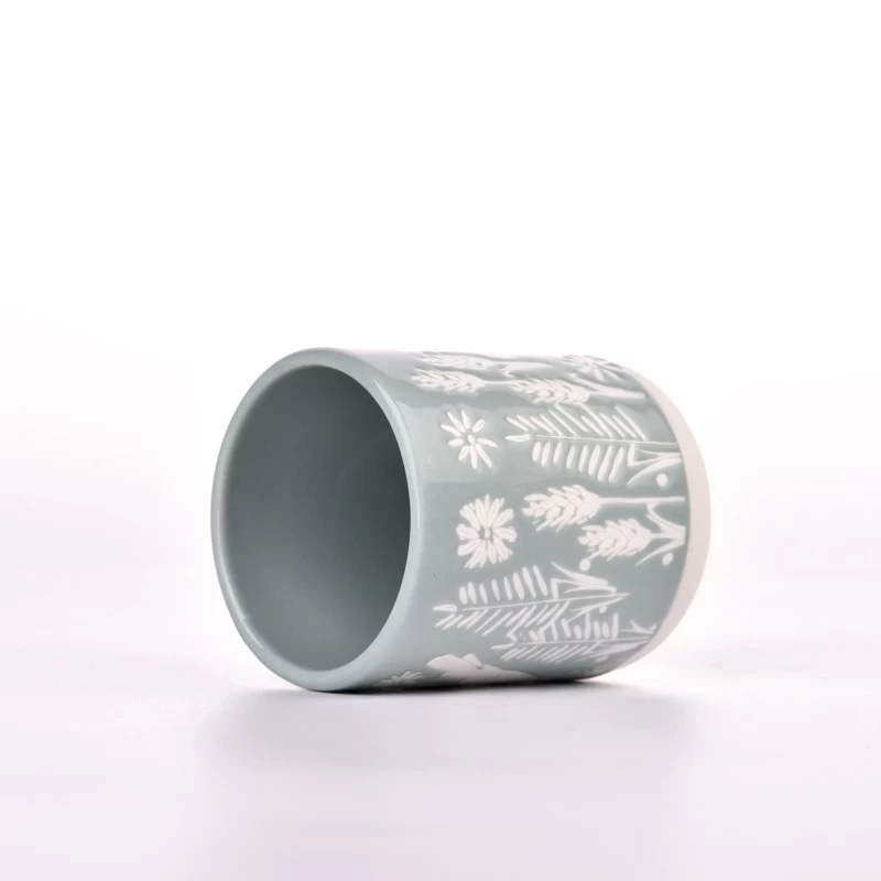 Unique embossed Ceramic Candle Jars Home Decoration