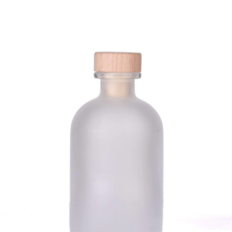 9oz glass frosted diffuser reed bottle with  wooden cork