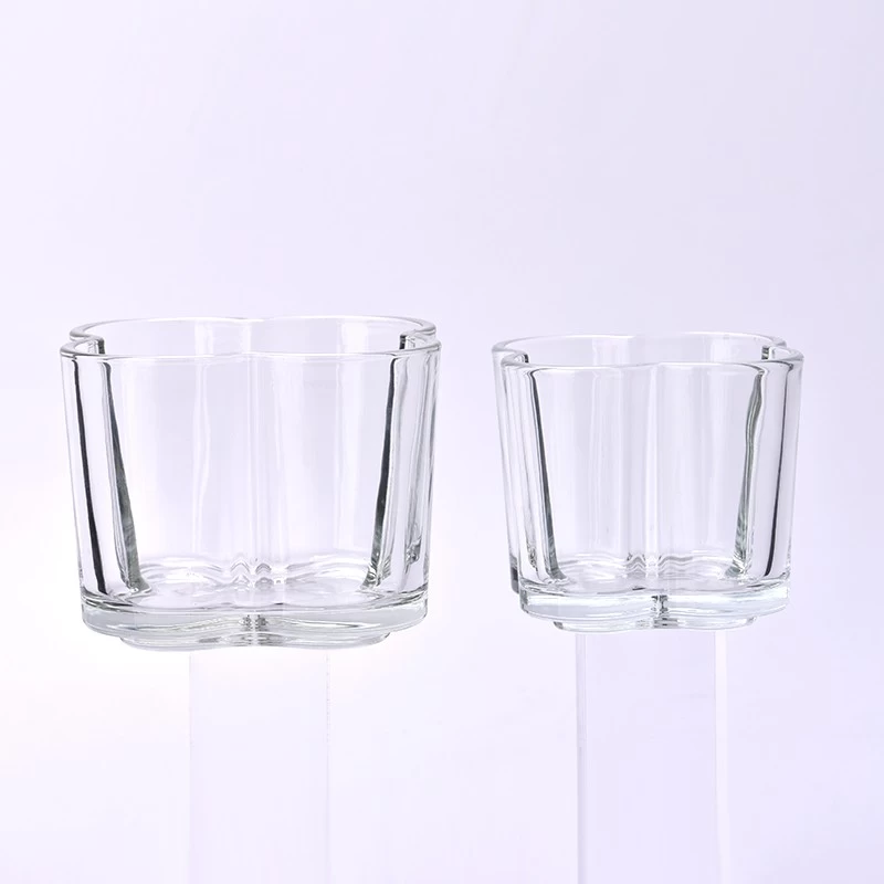 Clear flowers shape glass candle vessel wholesale