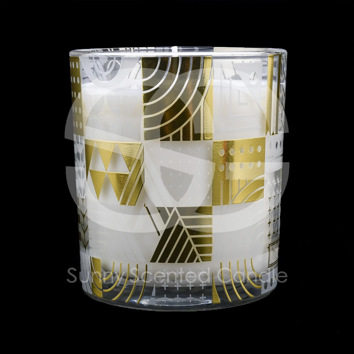 Luxury Gold Decal Glass Candle Holders For Home Decoration 300ml Glass Candle Jars