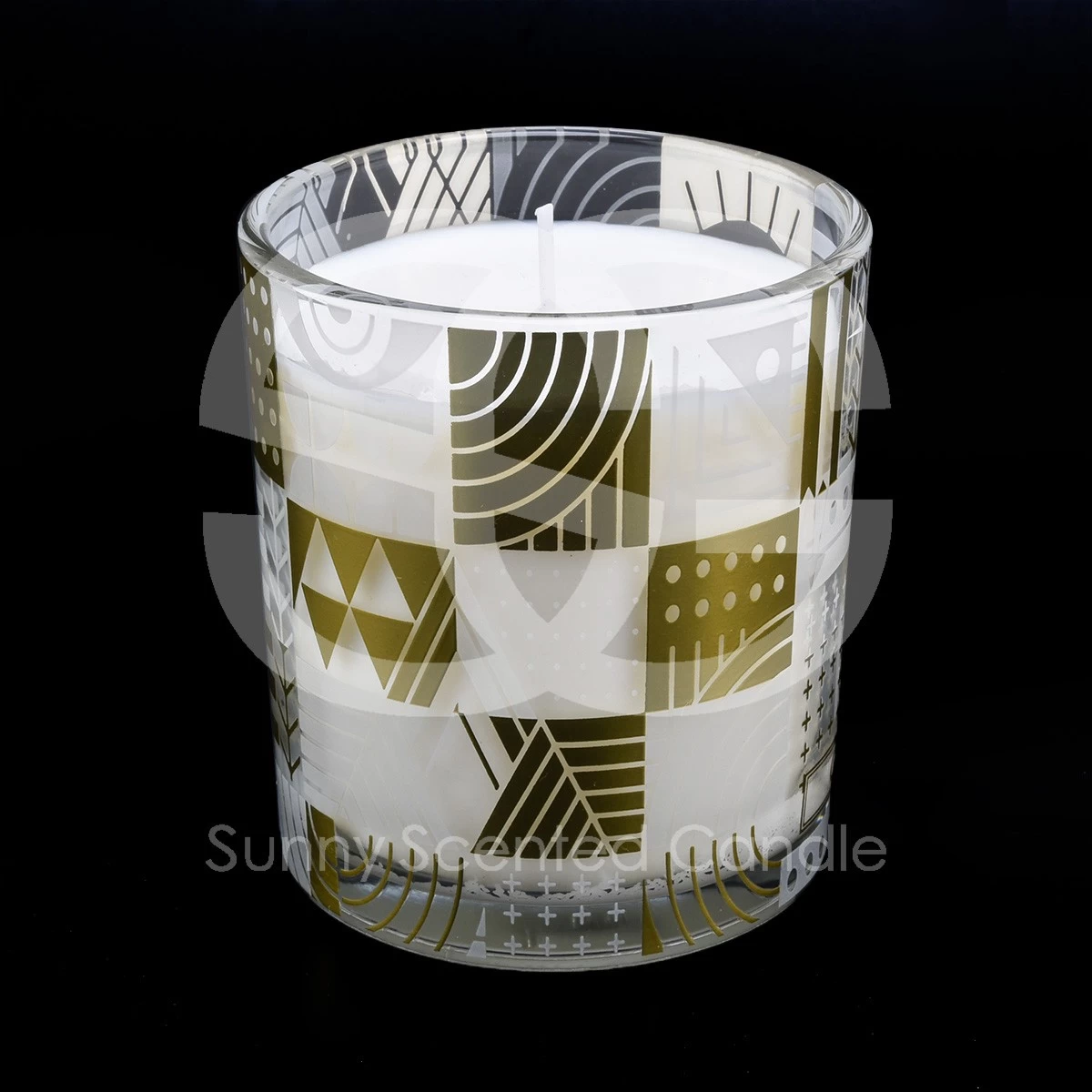 Luxury Gold Decal Glass Candle Holders For Home Decoration 300ml Glass Candle Jars