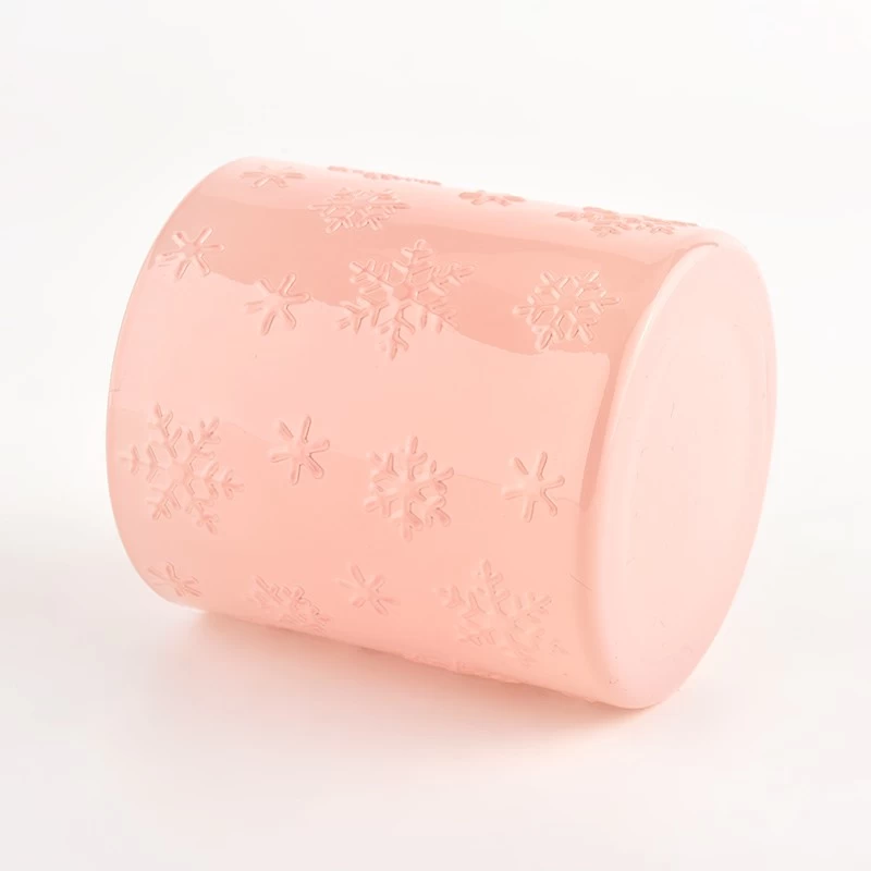 Unique pattern pink glass candle jar wholesale
