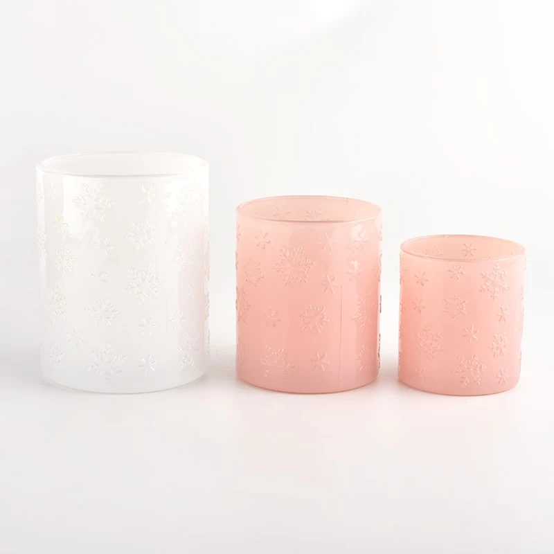 Unique pattern pink glass candle jar wholesale