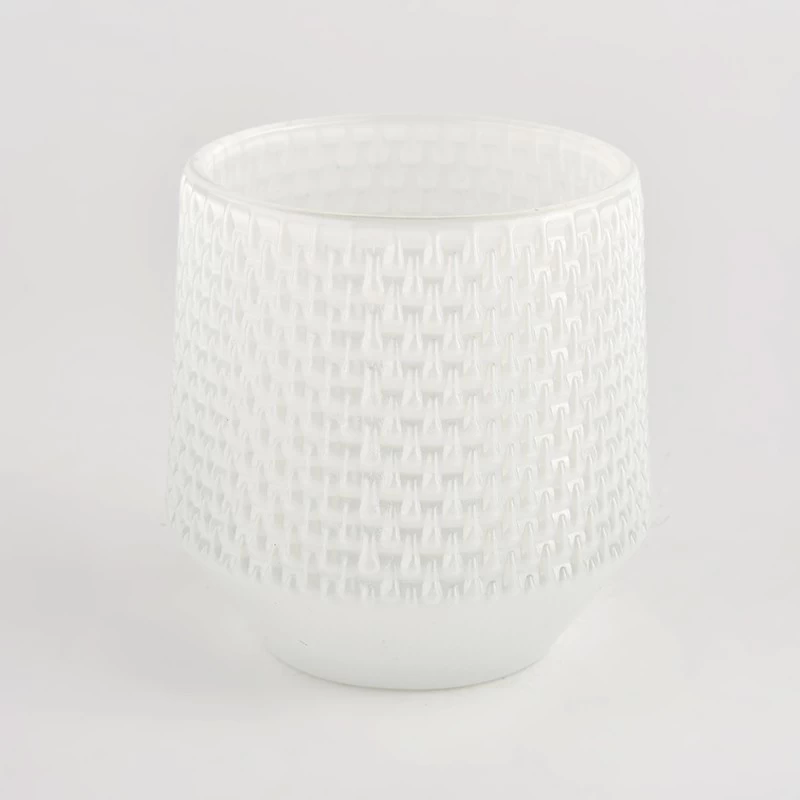 Wholesale 6oz 8oz White colored glass candle container