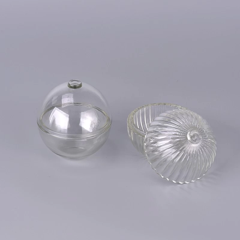 Unique round shape glass candle jar wholesale