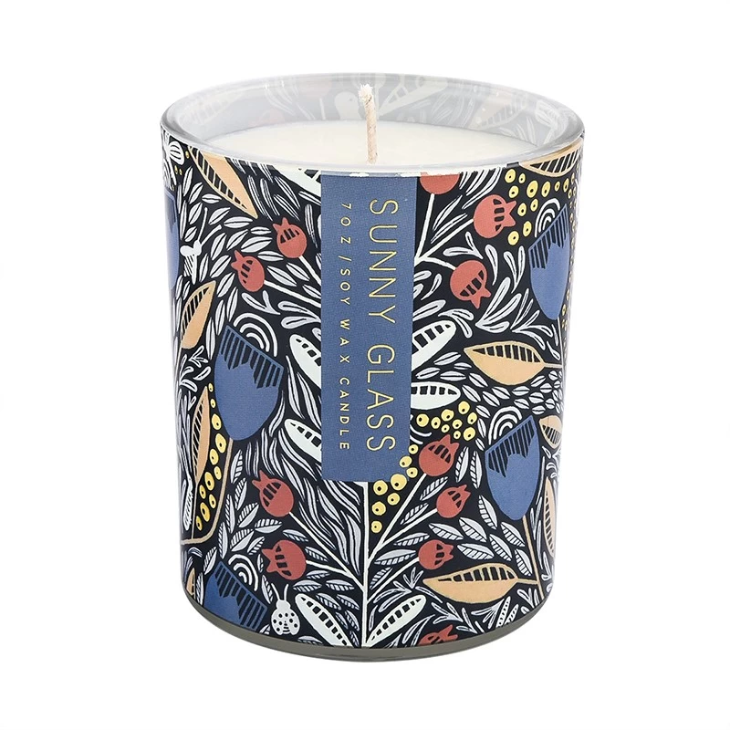 Barattoli di candela in vetro di carta decalcomania di nuovo design all'ingrosso per la realizzazione di candele