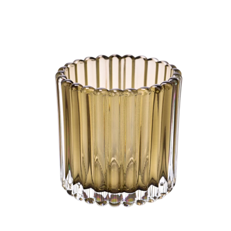 Transparent Color Glass Candle Vessels with Ribbed wholesale