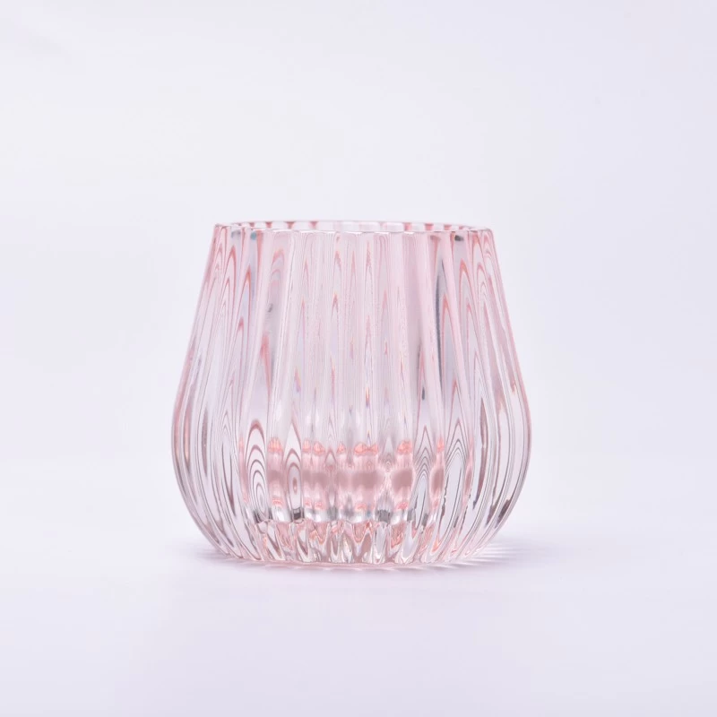 transparent pink glass container for candle making wholesale