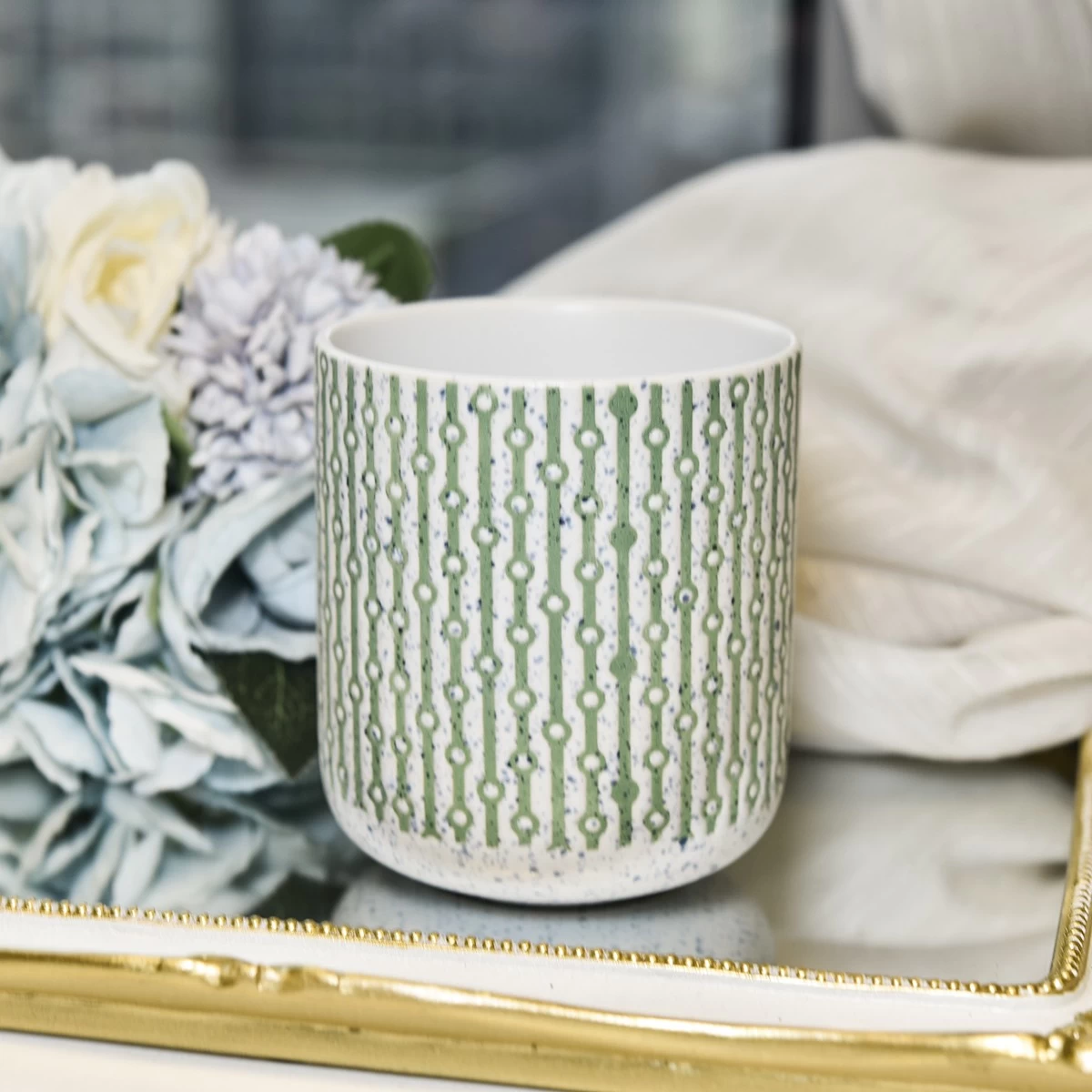 Puste ceramiczne słoiki na świece Hurtowe niestandardowe piękne ceramiczne naczynia na świece z nadrukiem