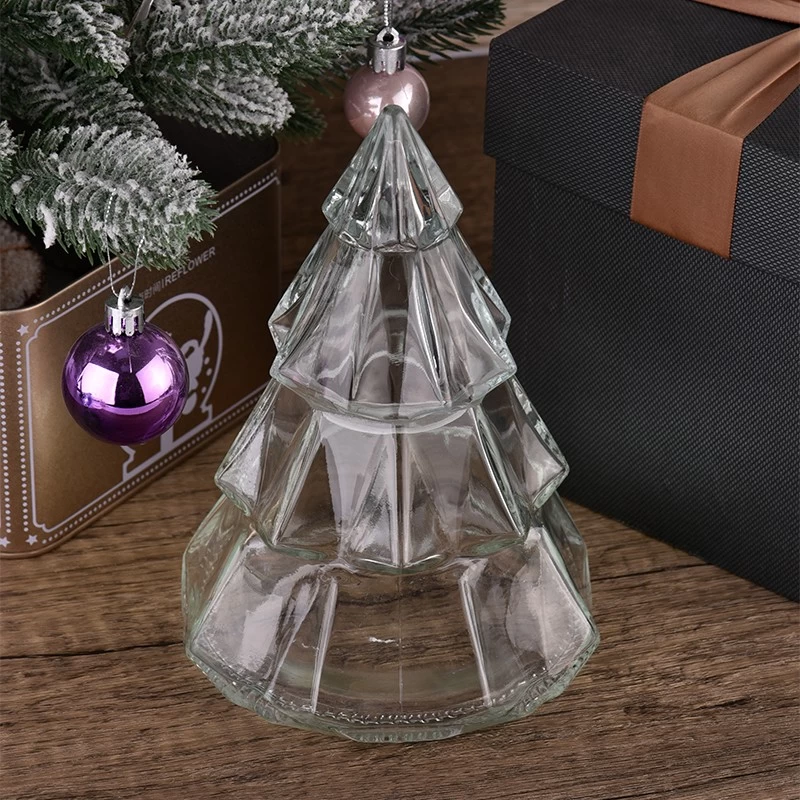 glass christmas trees glass candle vessel