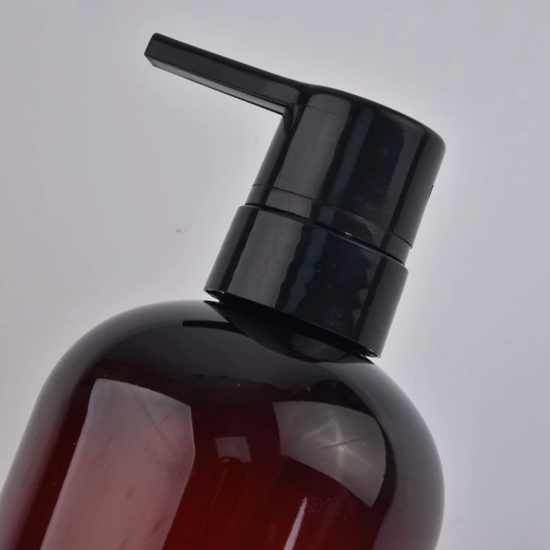 Supplier 600ml 700ml plastic Bottle Amber PET Bottle with Pump for body wash bath cream shampoo 