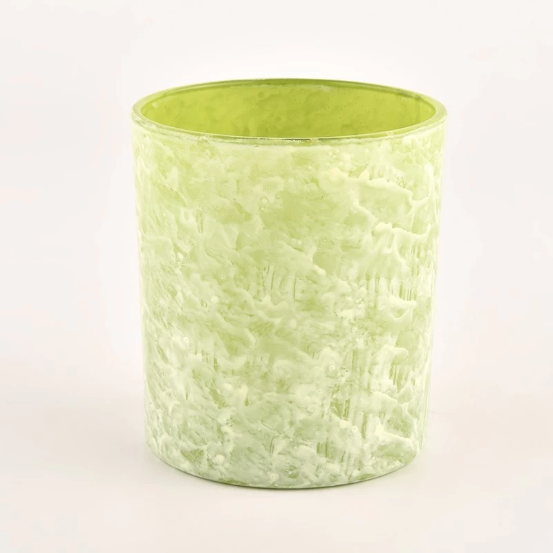 8oz 10oz  popular green glass candle vessel with decor