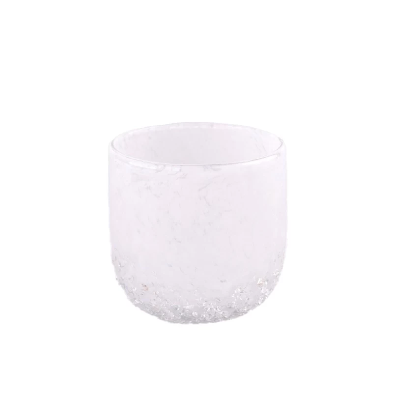 Hand Made Glass Candle Vessel 300ml White Glass Candle Holders