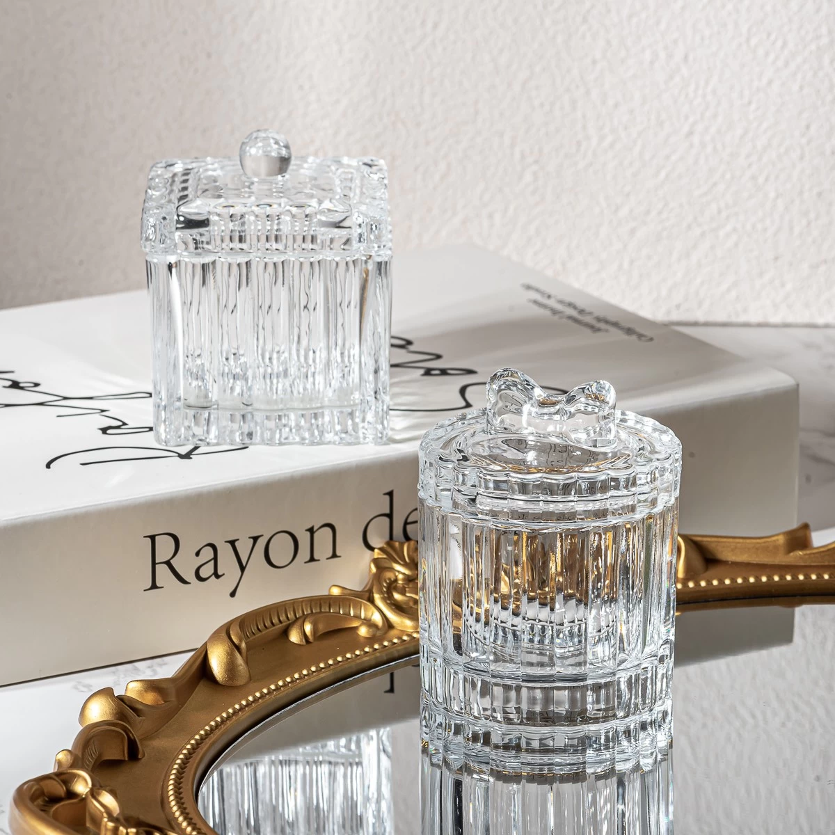 Luxury 90ml Glass Candle Jars with glass lid home decor 