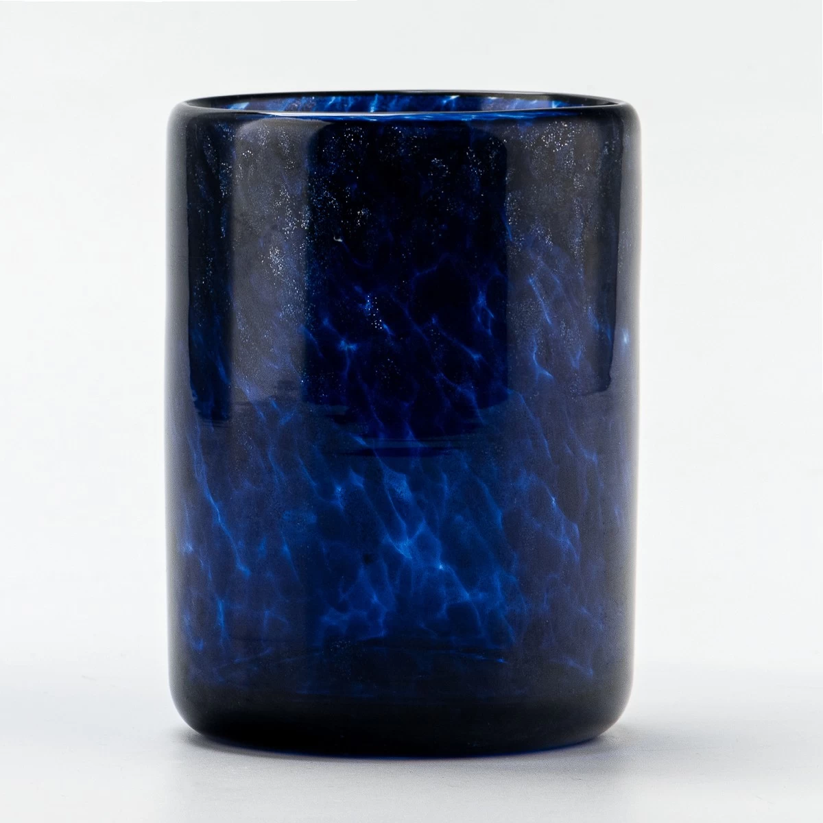 Handmade blue color Glass Candle Jar wholesale