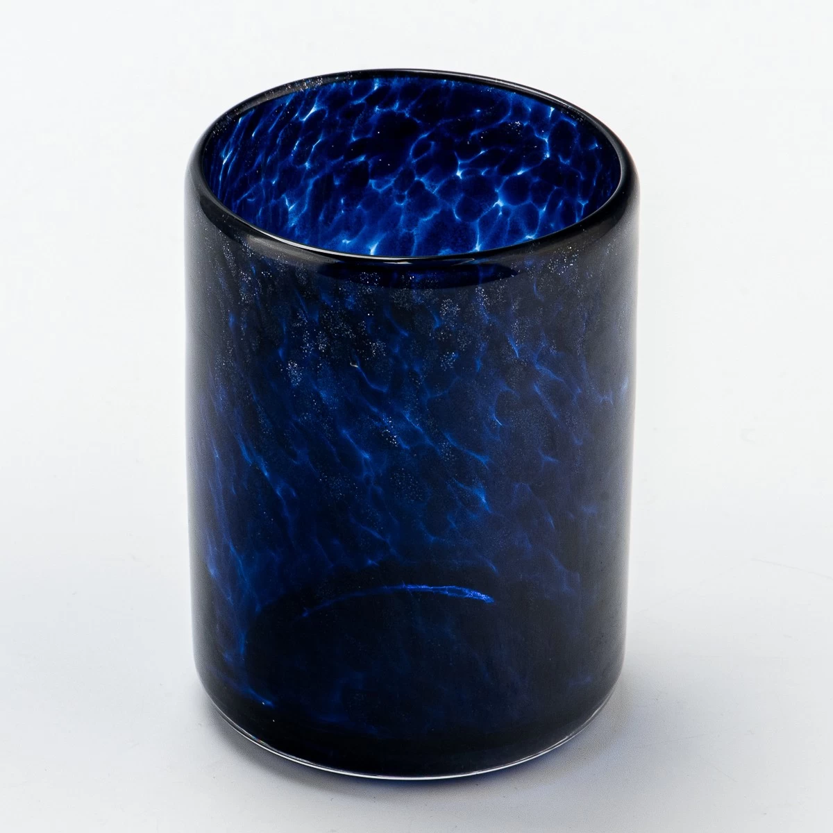 Handmade blue color Glass Candle Jar wholesale