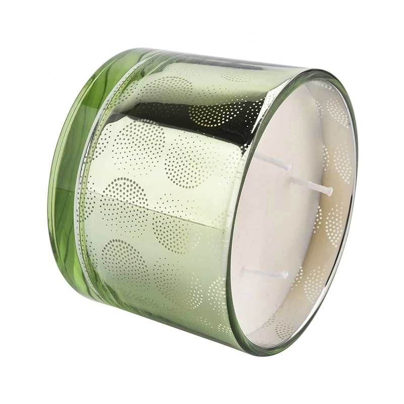 Wholesale three core green laser process large glass candle jar - COPY - ls2i70