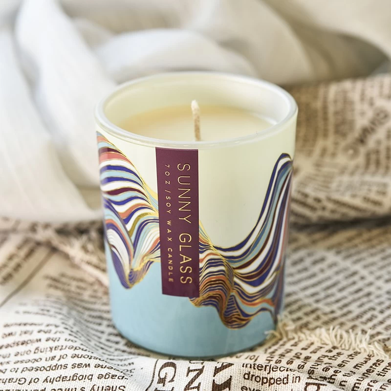 300ml custom printing decal glass candle jar