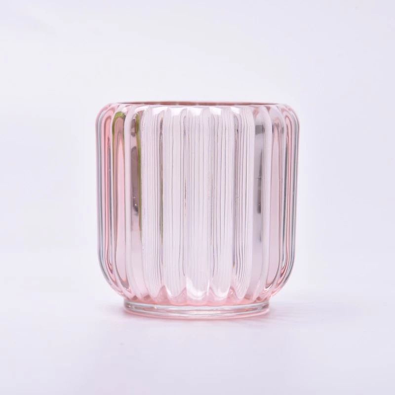 Luxury transparent pink vertical glass candle jar wholesale