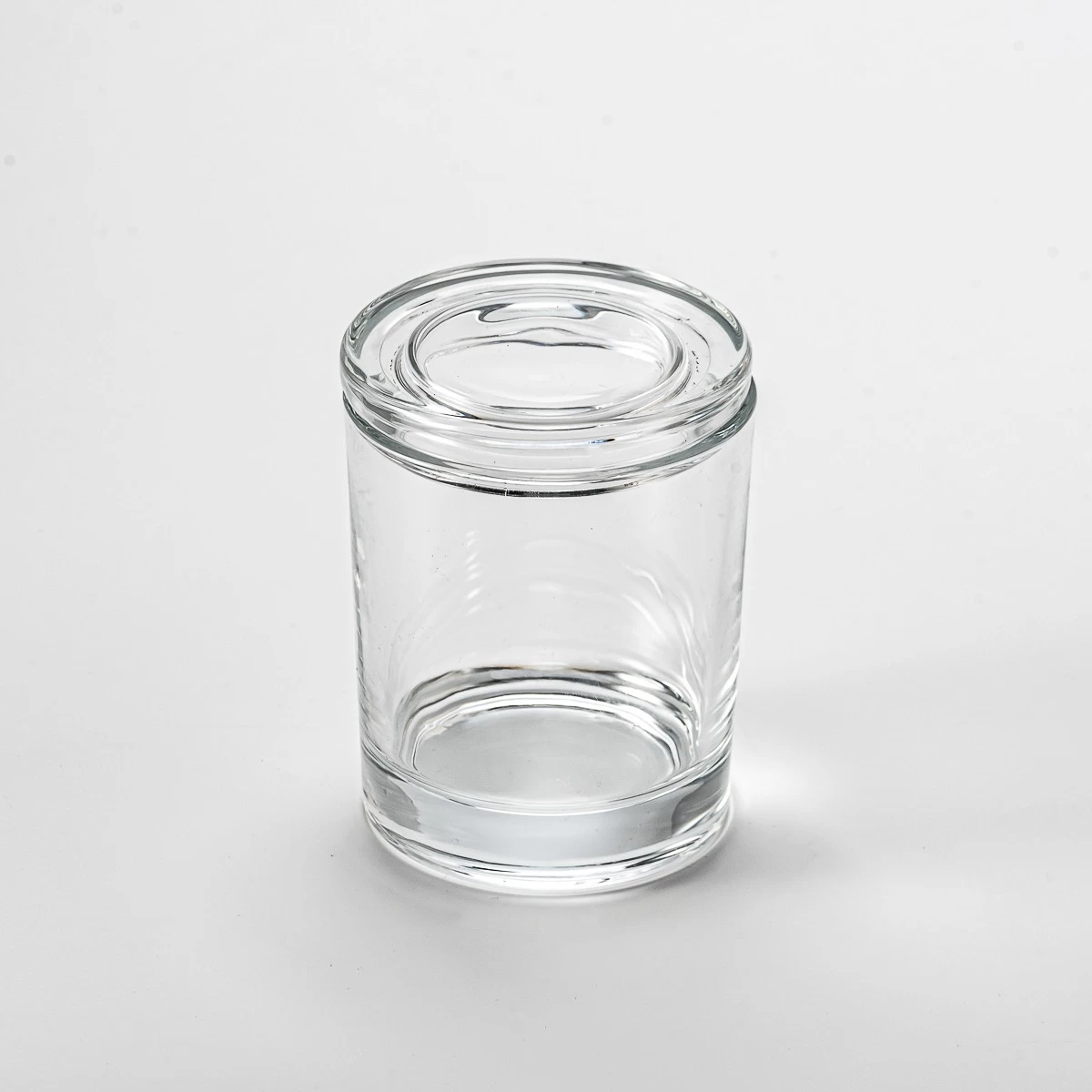 Supplier 270ml 300ml round clear glass candle jar with glass lid 