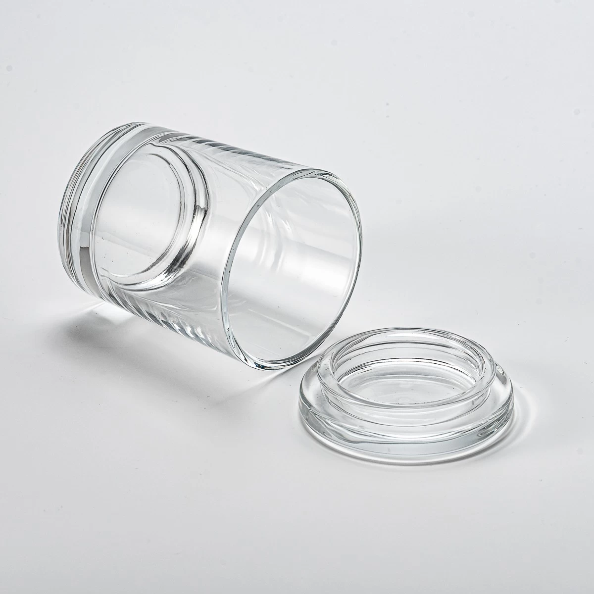Supplier 270ml 300ml round clear glass candle jar with glass lid 