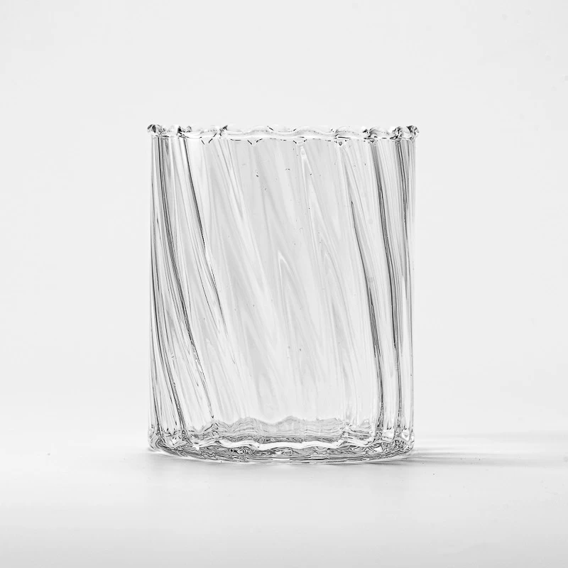 Wholesale 700ml 750ml clear strip glass camdle jar with home decor 