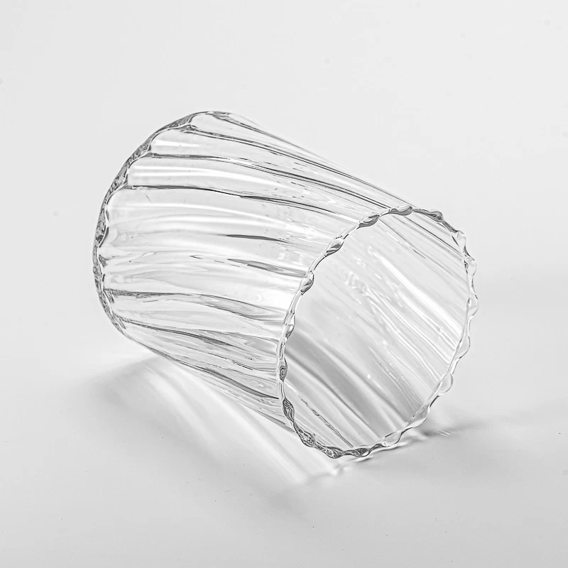 Wholesale 700ml 750ml clear strip glass camdle jar with home decor 