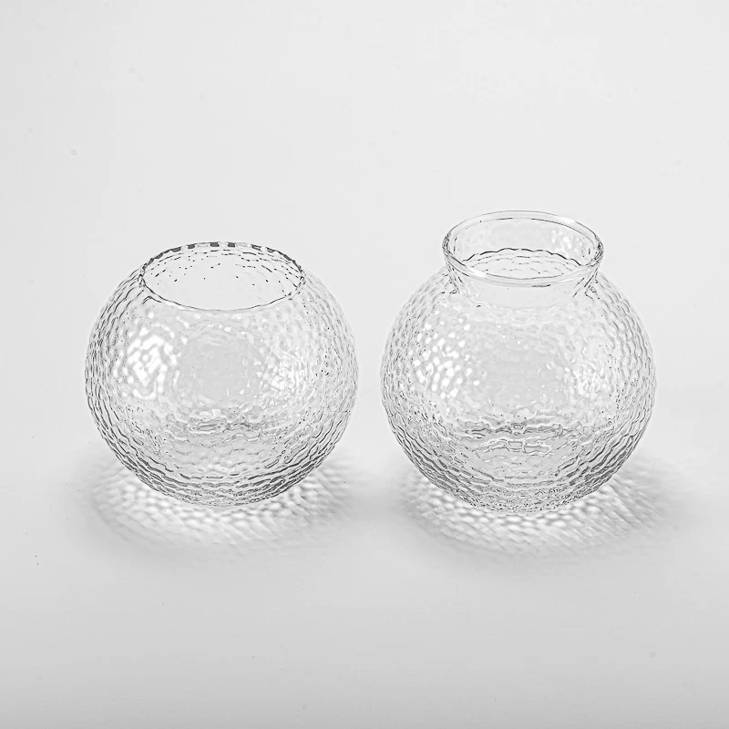 Luxury transparent round shape glass candle jar wholesale 