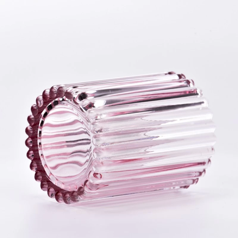 300ml stripe scented candle vessels pink glass Valentine's Day