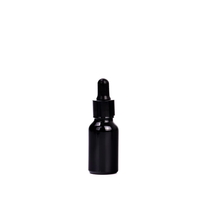 15ml glass dropper bottle with glossy black wholesale