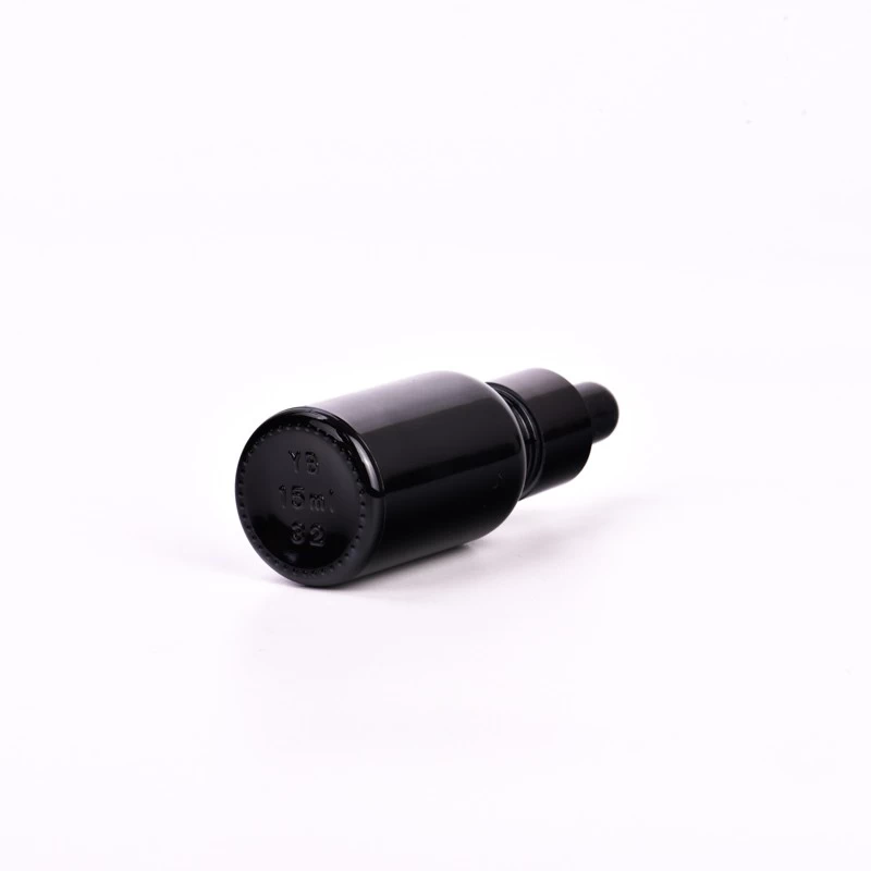 15ml glass dropper bottle with glossy black wholesale