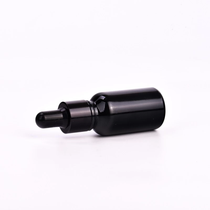 15ml glass dropper bottle with glossy black wholesale