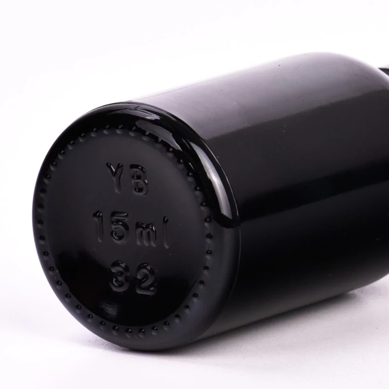 15ml glass dropper bottle with glossy black wholesale