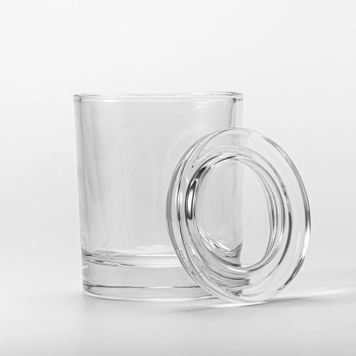 empty clear glass candle jar with glass lid wholesale