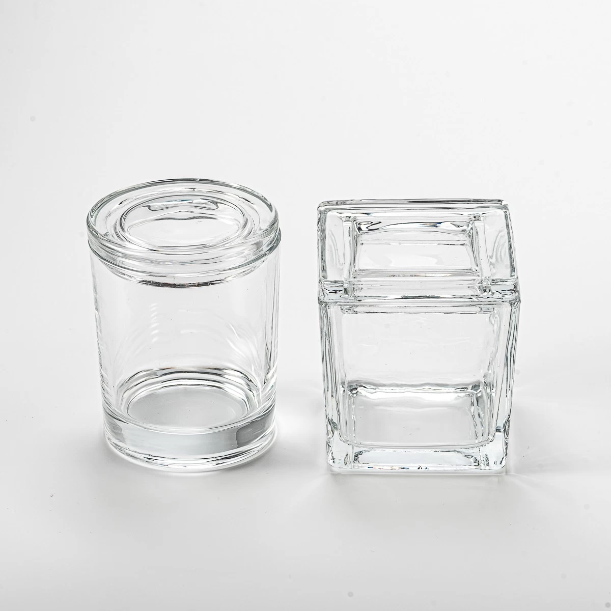 empty clear glass candle jar with glass lid wholesale