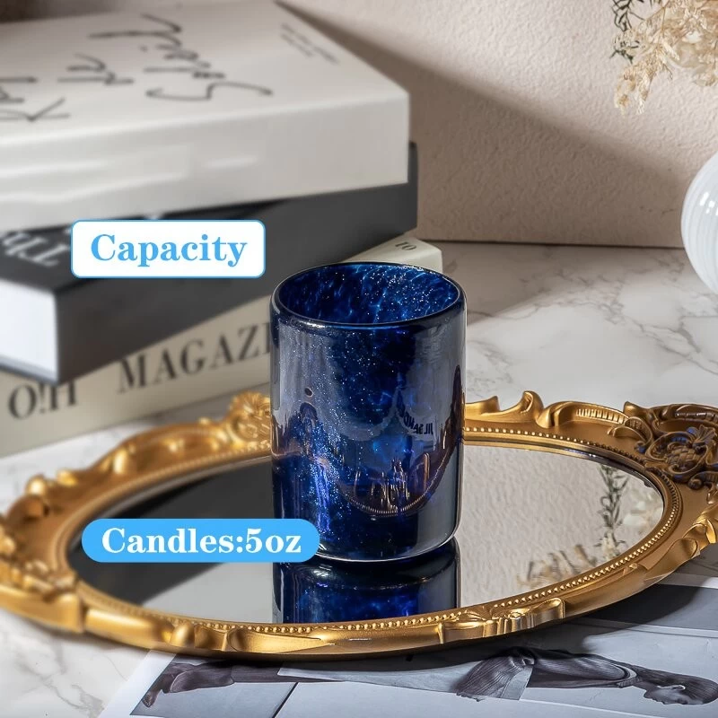Wholesale luxury 12 OZ dark blue glass candle jars candle containers