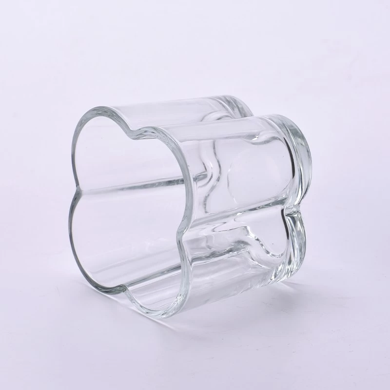 Clear flower shaped glass container scented candle glass jar