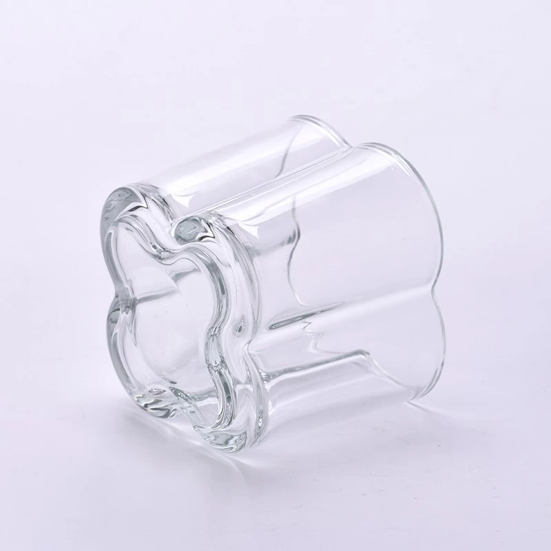 Clear flower shaped glass container scented candle glass jar