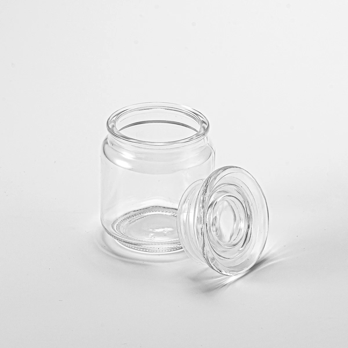 China supplier clear glass container candle glass jar with lid