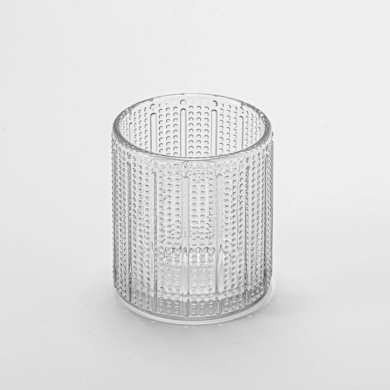 300ml clear glass candle jar with stripe home decor 