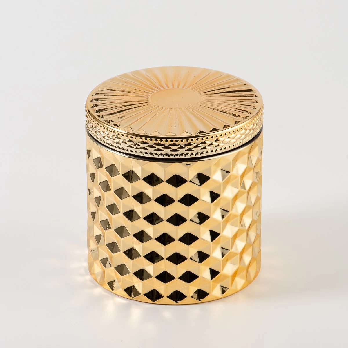 Wholesale 10oz 12oz Different Surface Finishes Color Diamond Glass Candle Jar With Lids